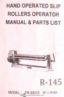 China Slip Roller FR-S5016 50" x 16 ga. Operation & Parts List Manual
